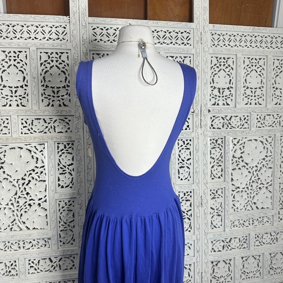 Vintage Deadstock NWT Indygo Purple Ribbed Drop Waist Open Back Sleeveless Dress - Picture 7 of 8